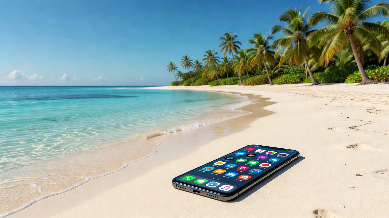 Mobile gaming on a tropical island setting